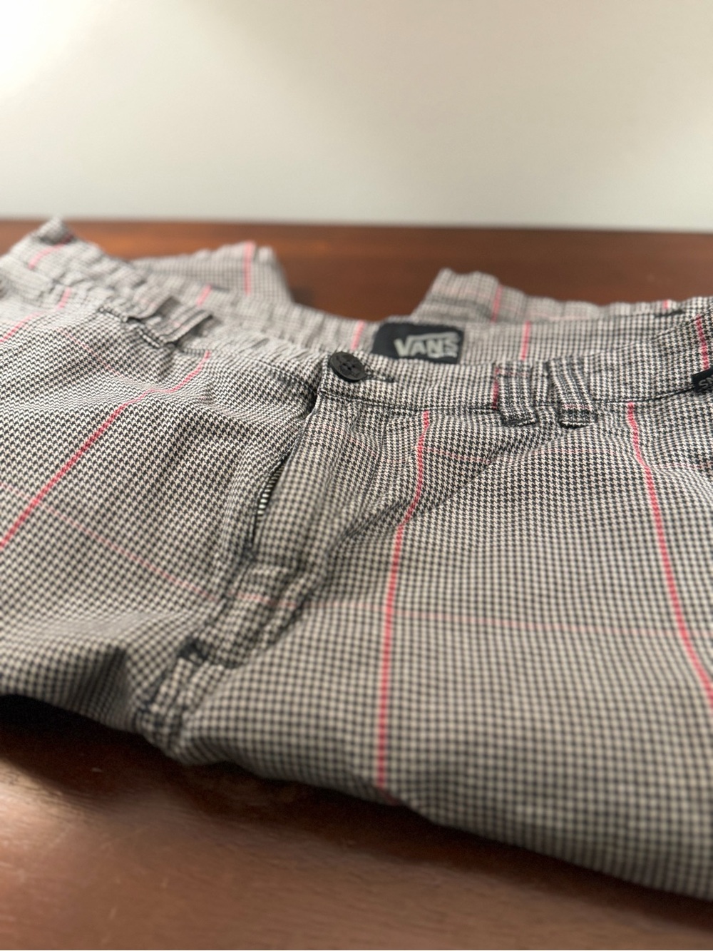 Vans Houndstooth Shorts with Red Pinstripe Size 32